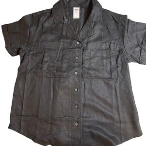 Members Mark Black‎ 100% Lyocell Tencel Camp Shirt Button Front Womens XS NWT